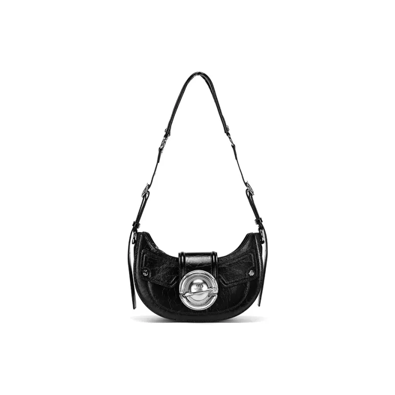 JELLYTOYBOY Cow Leather With PVC Night Star Bag Dumpling Bag, Shoulder Bag, Crossbody Bag Women's Black-1