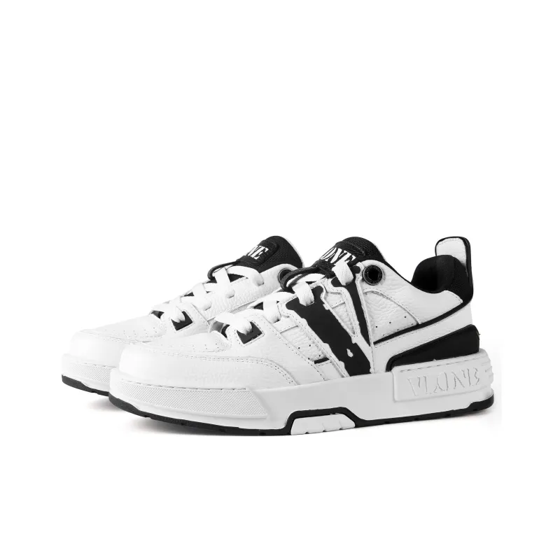 VLONE Slip Resistant And Breathable Low Top Skateboard Shoes, Box Unisex White Black-2