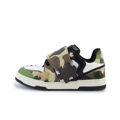 MUTEDUD Skateboard Shoes Unisex Low-Top Camouflage/White