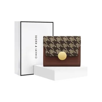 Simvay Clos Fabric, Synthetic Leather Wallet, Coin Purse, Card Holder, Document Bag, Wallet Regular Women's Brown