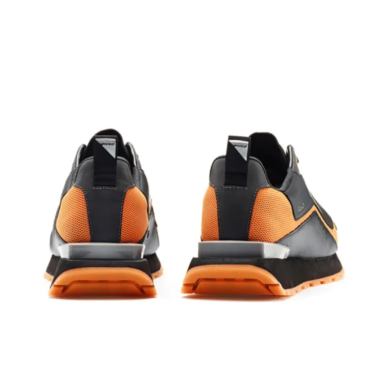HUGO BOSS Wear-Resistant Low-Top Casual Shoes Men's Black Orange-3