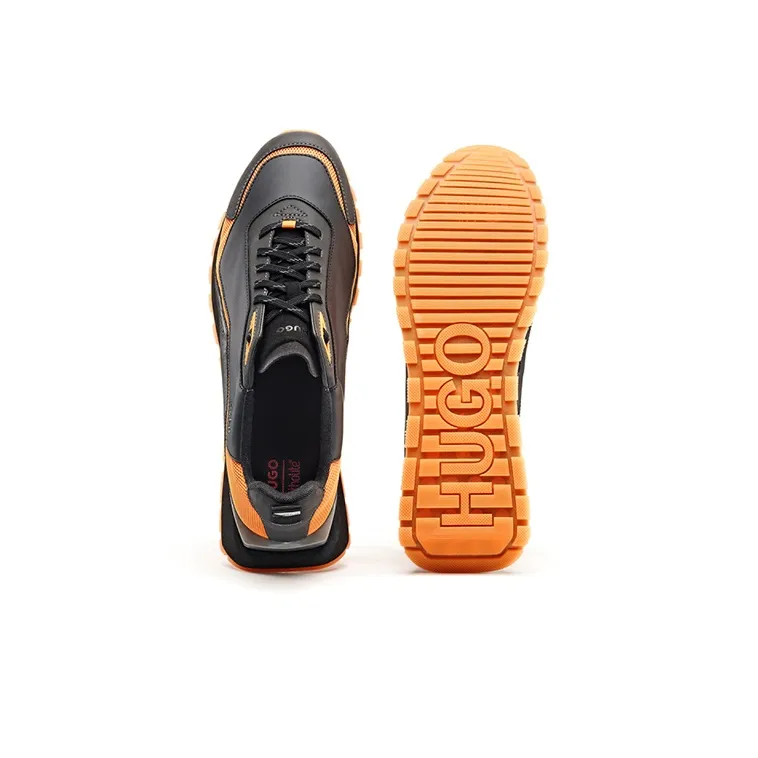HUGO BOSS Wear-Resistant Low-Top Casual Shoes Men's Black Orange-4