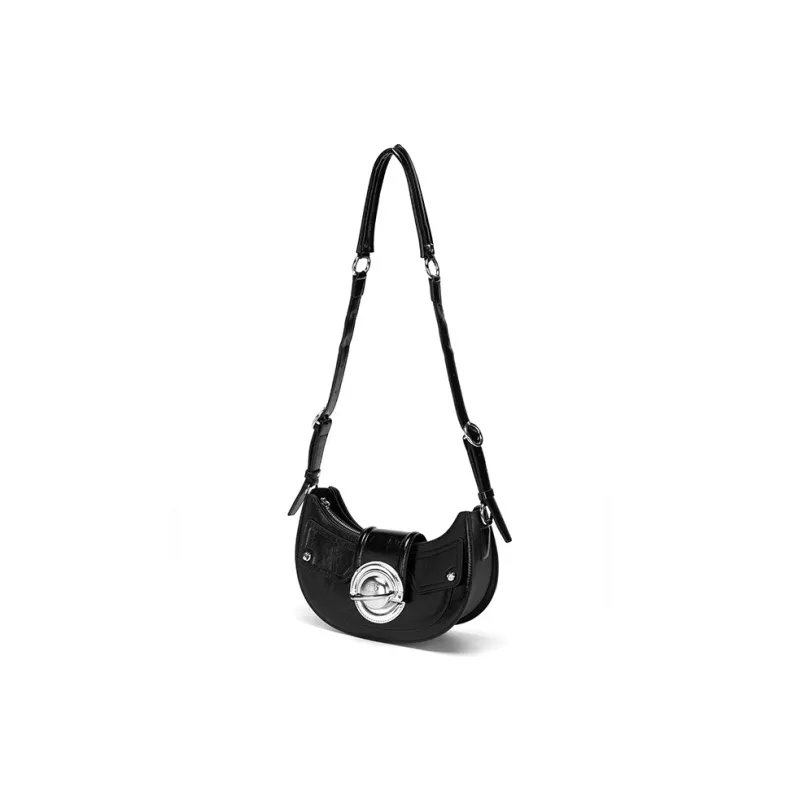 JELLYTOYBOY Cow Leather With PVC Night Star Bag Dumpling Bag, Shoulder Bag, Crossbody Bag Women's Black-4