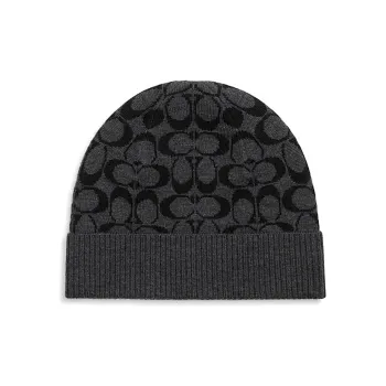 COACH Sheep Wool Beanies Men's Gray