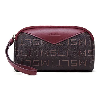 MashaLanti PVC And Microfiber Synthetic Leather Cell Phone Pouch Coin Purse Clutch Regular Women's Burgundy