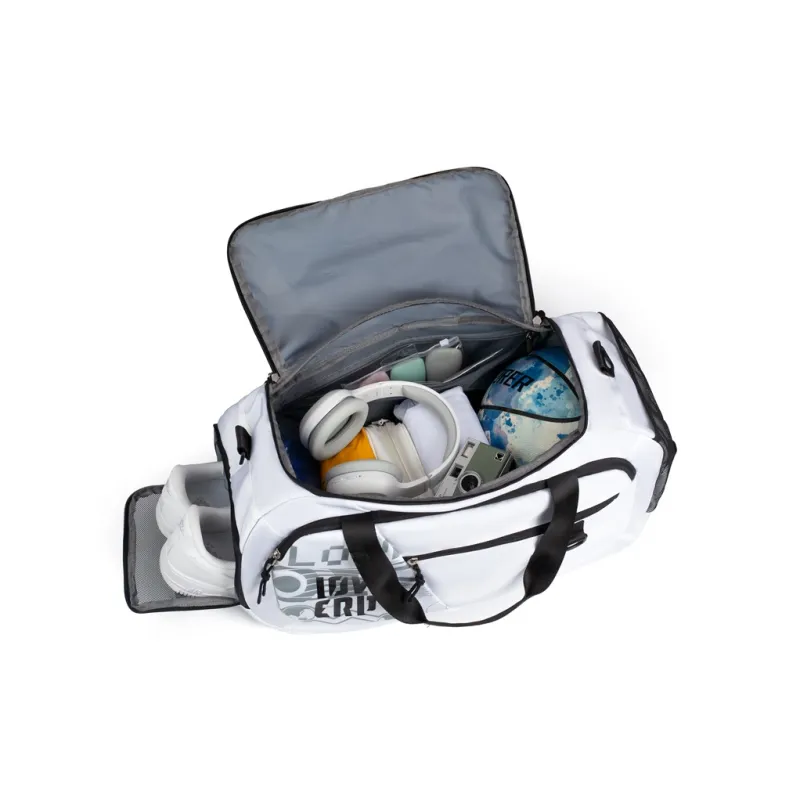 LOVERPUSS Polyester Basketball Bag Handbag Shoulder Bag Crossbody Bag Gym Bag Unisex White Black-0