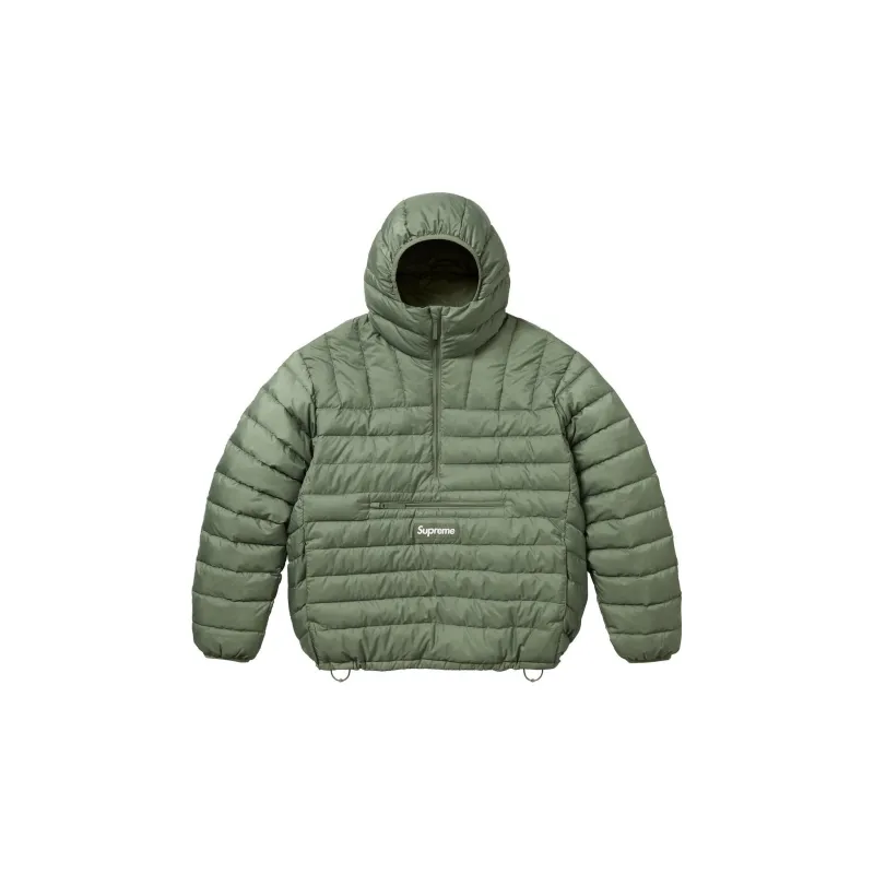 Supreme Micro Down Half Zip Hooded Pullover Olive XL - POIZON