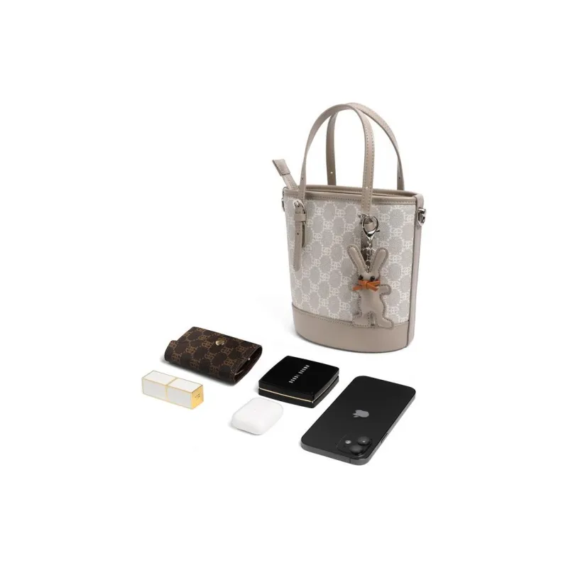 BELLE Artificial Leather Bucket Bag, Handbag, Crossbody Bag Medium Size Women's Umber, Beige, Coffee, Light Beige-22