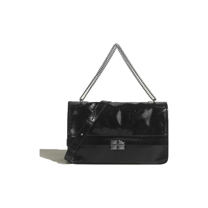 HAWA PU Messenger Bag Shoulder Bag Tote Bag Shopping Bag Shoulder Bag Large Size Women's Black-4
