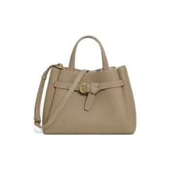 BELLE Cow Leather One Shoulder Handbag Medium Size Women's Gray/Brown