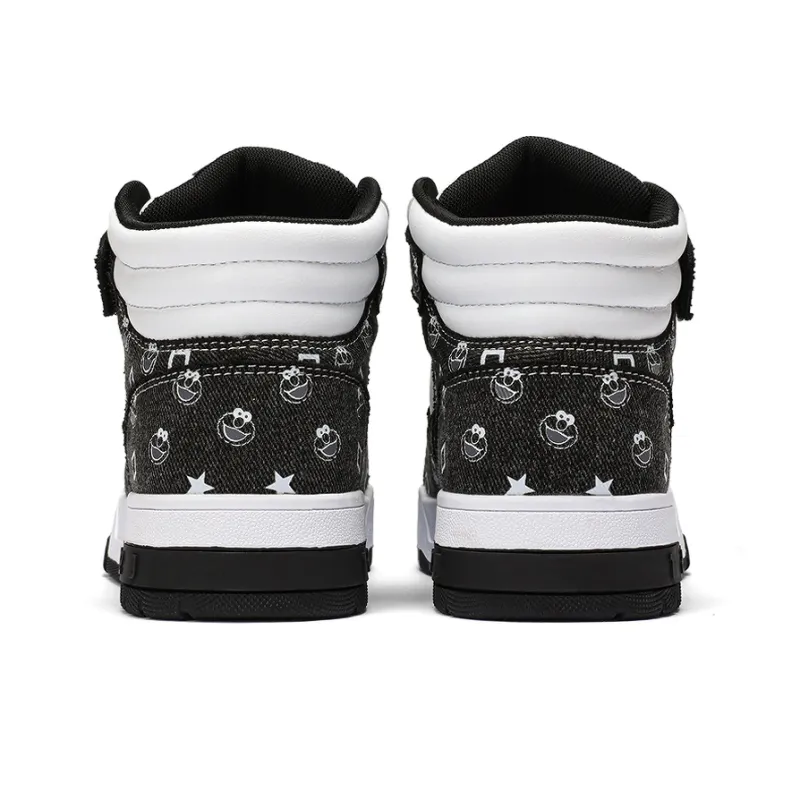 SESAME STREET Skateboard Shoes Unisex High Top Black & White/Denim Blue/Beige Apricot/Black-11