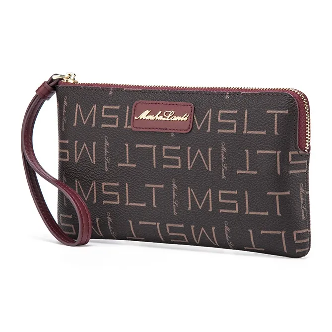 MashaLanti PVC Bonded Microfiber Synthetic Leather Clutch Women's Apricot/Coffee/Burgundy-1