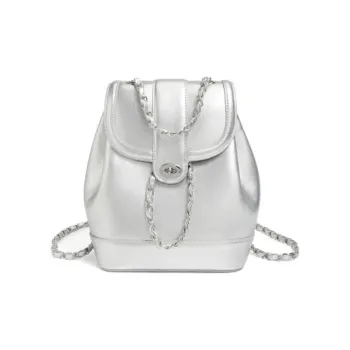 BELLE Artificial Leather Backpack Women's Black/Silver