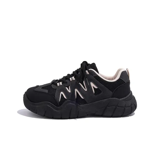 HUANQIU Chunky Sneakers Women's Low-Top Black