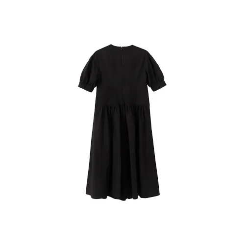 YUMOMO STAR Short-Sleeved Dresses Women's Simple Black