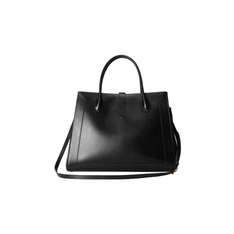 GUCCI Jackie 1961 Leather Tote Handbags Shoulder Bags Large Size Unisex Black-3