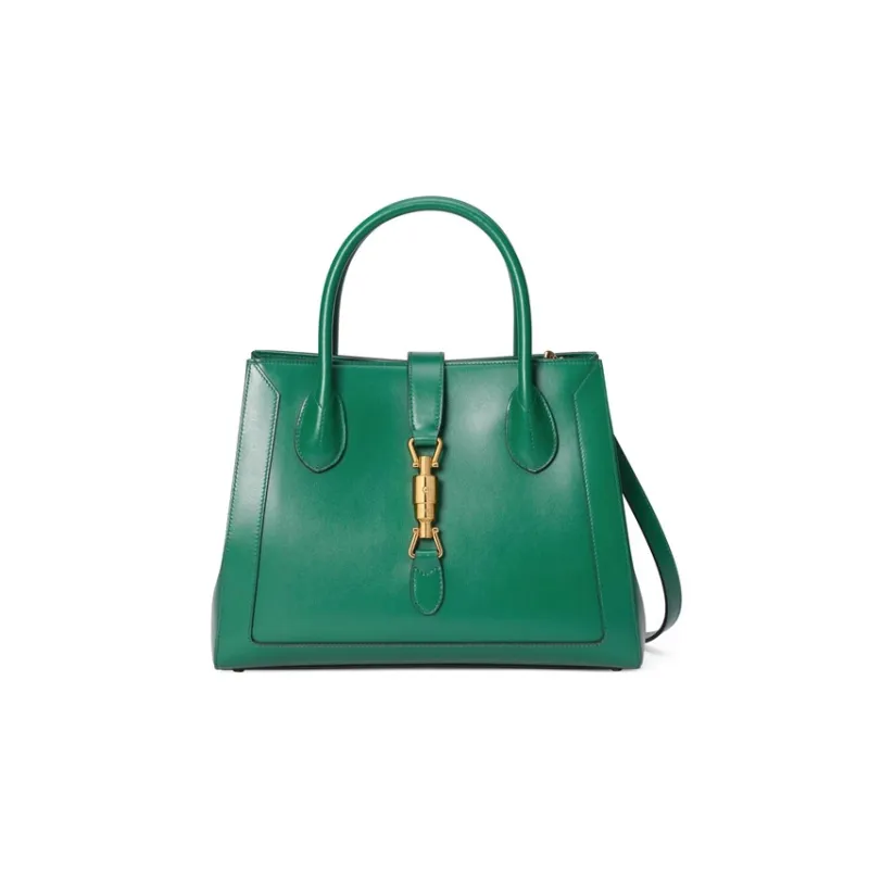 GUCCI Jackie 1961 Leather Tote Handbags Shoulder Bags Medium Size Unisex Verdant Green-0