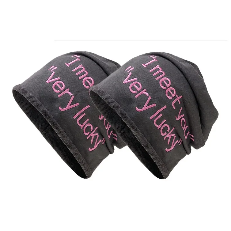 AAJF 100% Cotton Beanies Unisex Black Gray-6