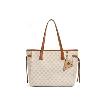 BELLE Artificial Leather Shoulder Bag Large Size Women's Beige/Coffee