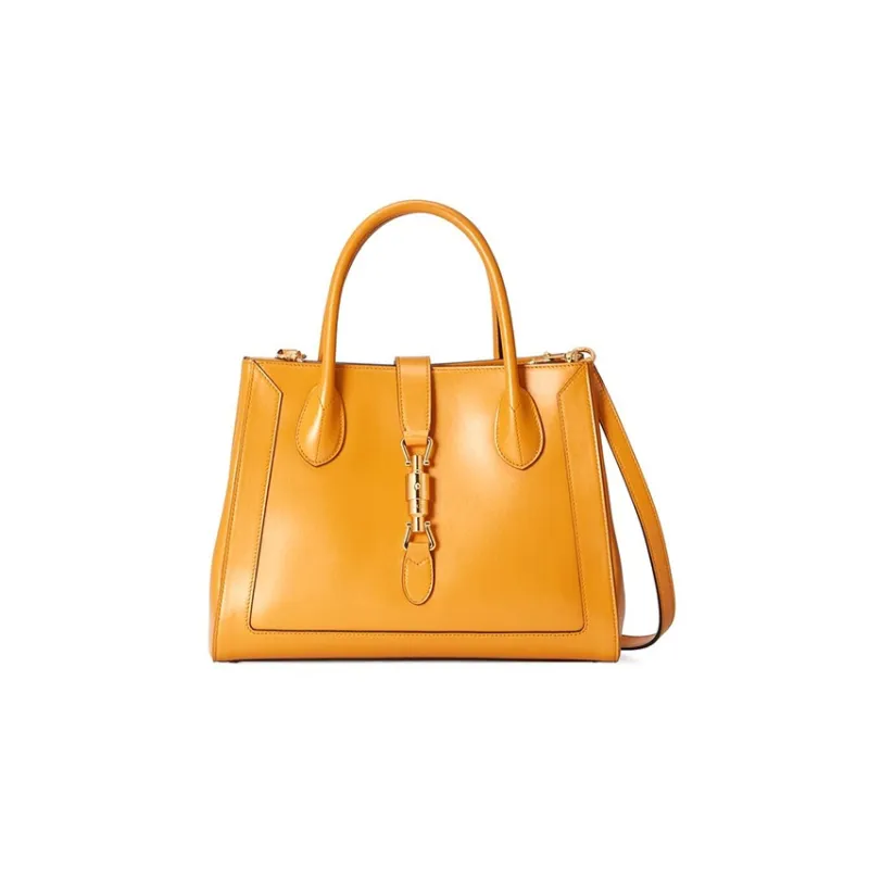 GUCCI Jackie 1961 Leather Tote Handbags Shoulder Bags Medium Size Unisex Yellow-0