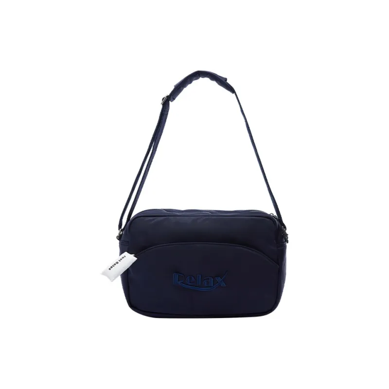 Art Traces Nylon Messenger Bag, Shoulder Bag Large Size Unisex Ginger Yellow/Navy Blue-2