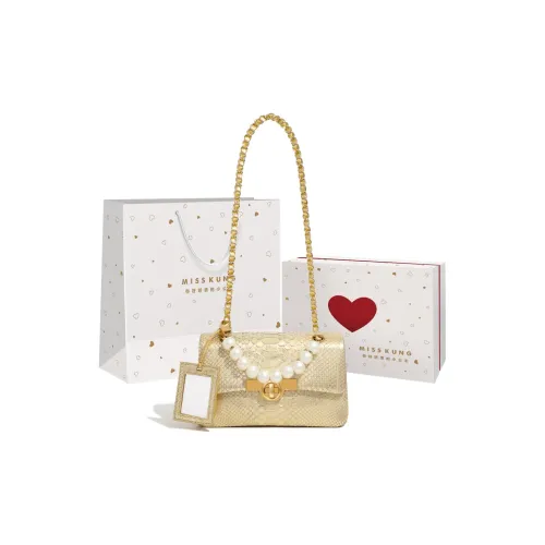 Miss Kung Crossbody Bags Champagne Gold Color Box Packaging