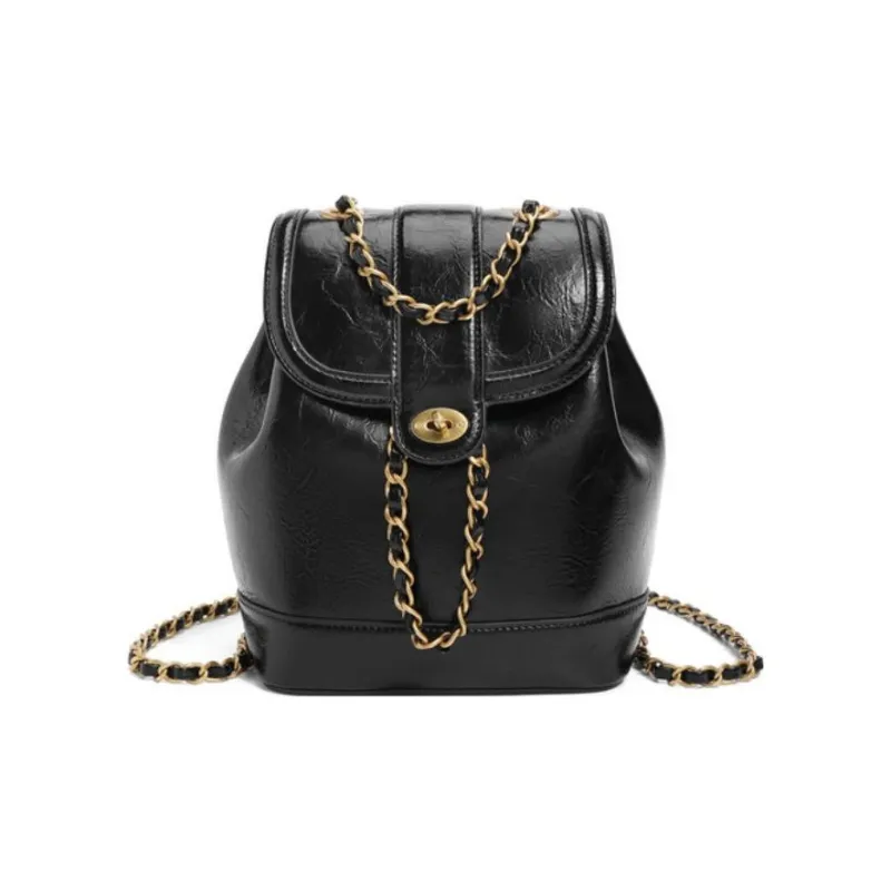 BELLE Artificial Leather Backpack Women's Black/Silver-0