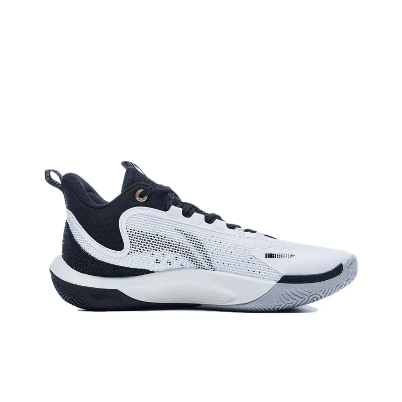 LiNing Sonic Team Shock Absorbers Mid Top Basketball Shoes Men's White Black-1