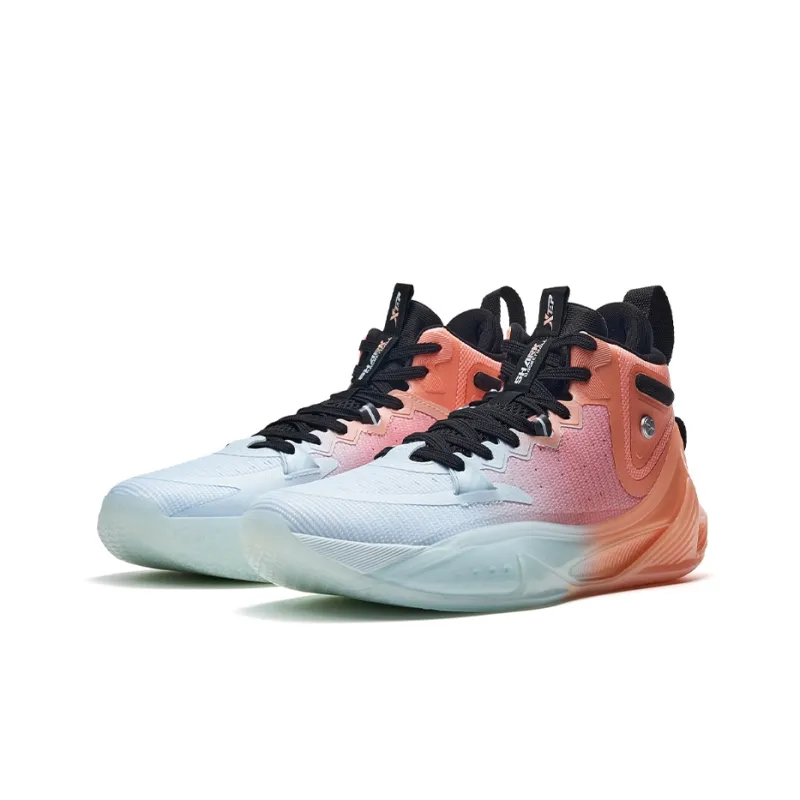 XTEP Flying Shark 2nd Generation High Top Basketball Shoes Men's Peach Pink/Misty Blue-2