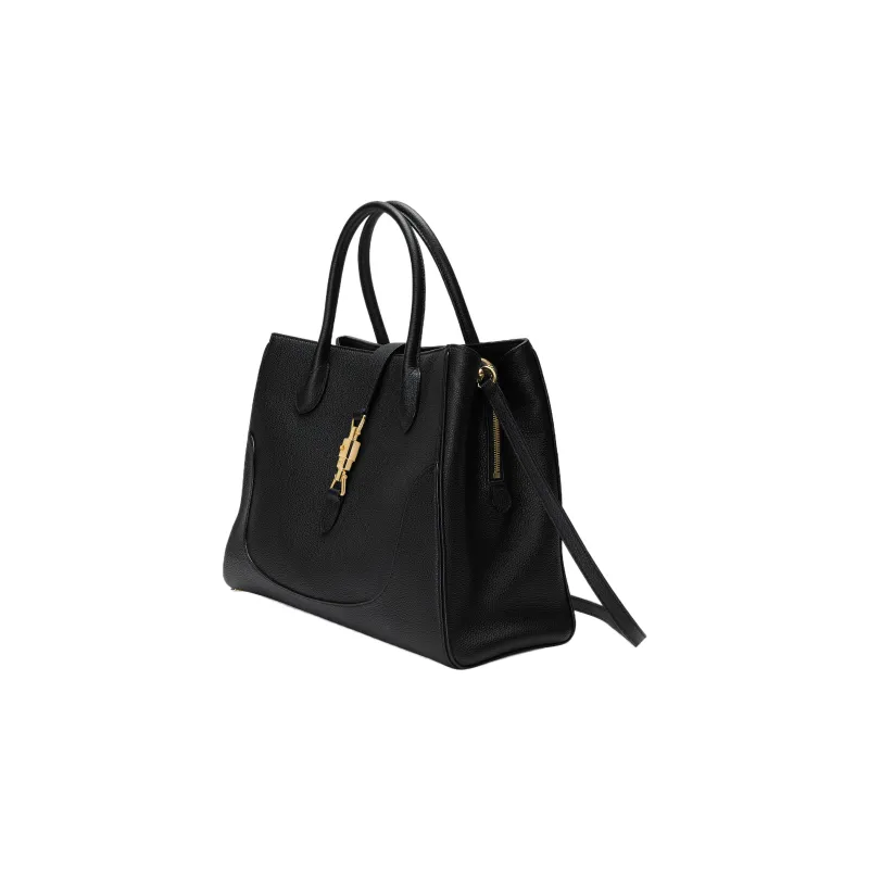 GUCCI Jackie 1961 Leather Tote Handbags Shoulder Bags Medium Size Unisex Black-1