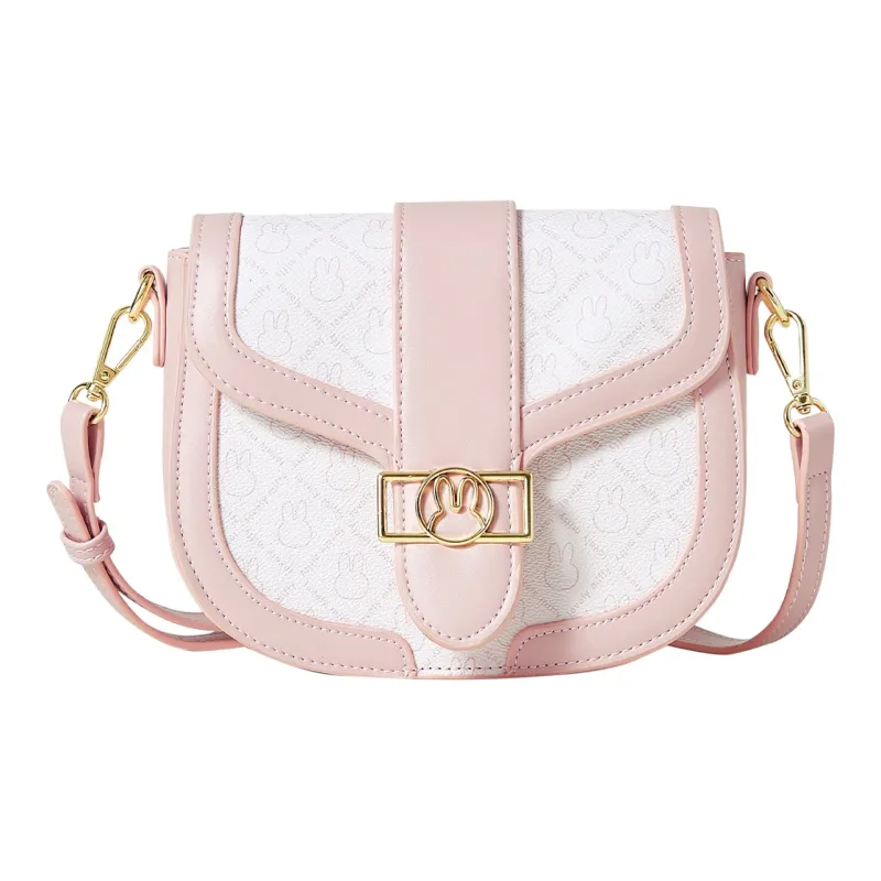 Miffy PU Saddle Bag, Shoulder Bag, Crossbody Bag Regular Women's Ecru/Pink-6