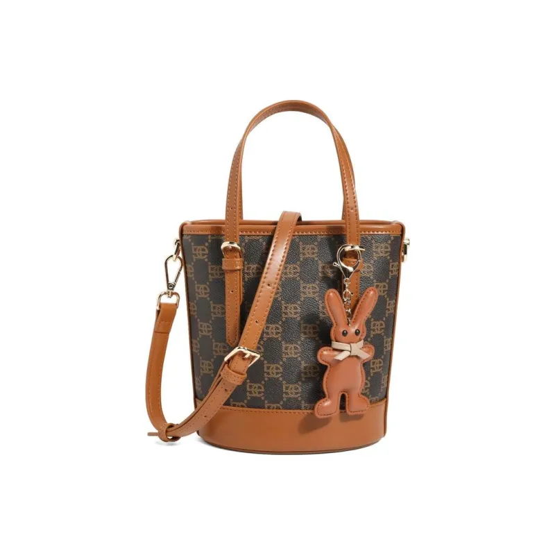 BELLE Artificial Leather Bucket Bag, Handbag, Crossbody Bag Medium Size Women's Umber, Beige, Coffee, Light Beige-0