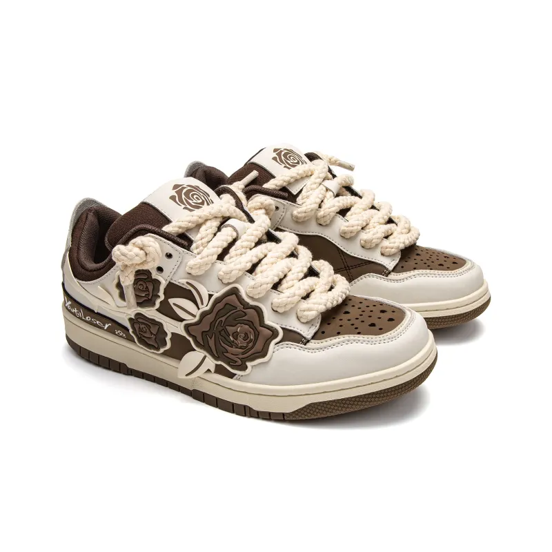 Youthloser Low Top Skateboard Shoes Unisex Beige Brown-2