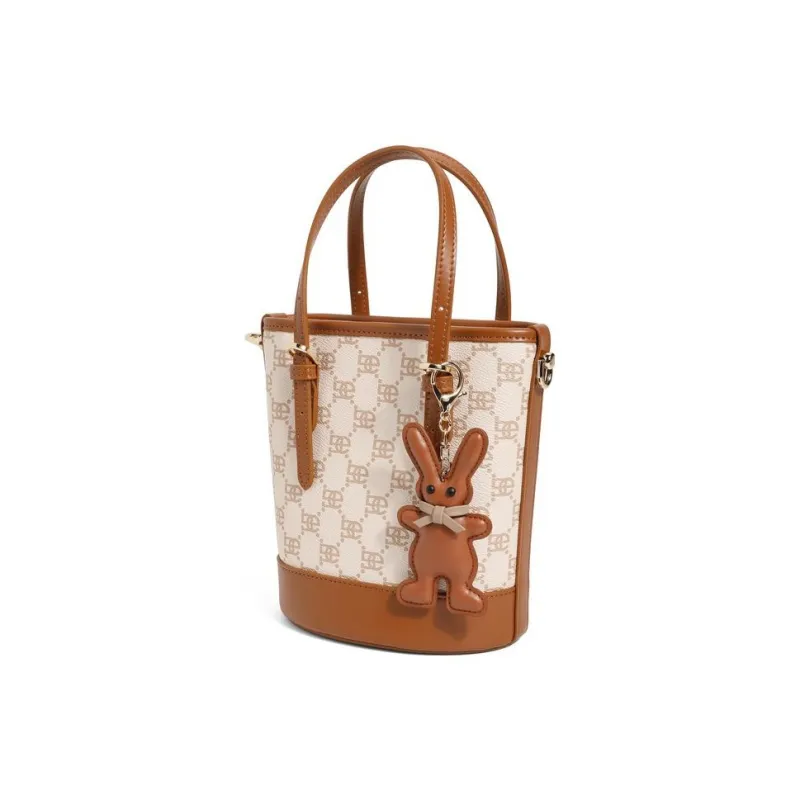 BELLE Artificial Leather Bucket Bag, Handbag, Crossbody Bag Medium Size Women's Umber, Beige, Coffee, Light Beige-13
