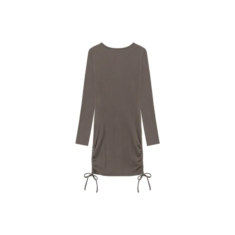 CHUU Long Sleeved Dresses Women's Gray Coffee-1