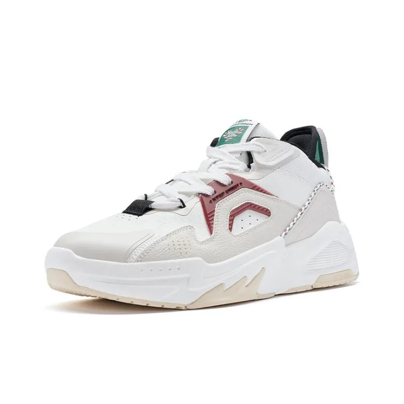 XTEP Abrasion Resistant Thermal Mid Top Skateboard Shoes Men's Sail White/White Sand Gray/Deep Emerald Green-1