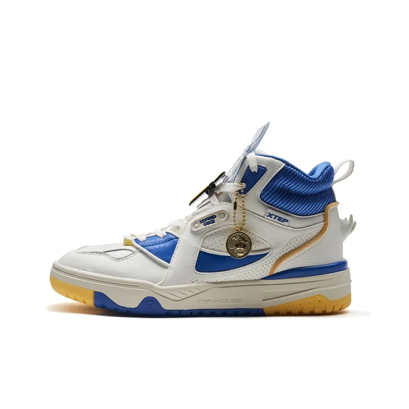XTEP Cartoon High-Top Skateboard Shoes Men's Sail White/Colorful Blue-0