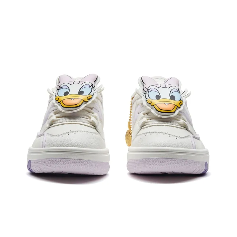 Disney X XTEP Donald Duck Series Skateboard Shoes Women's Low Top Sail White/Soft Purple-3
