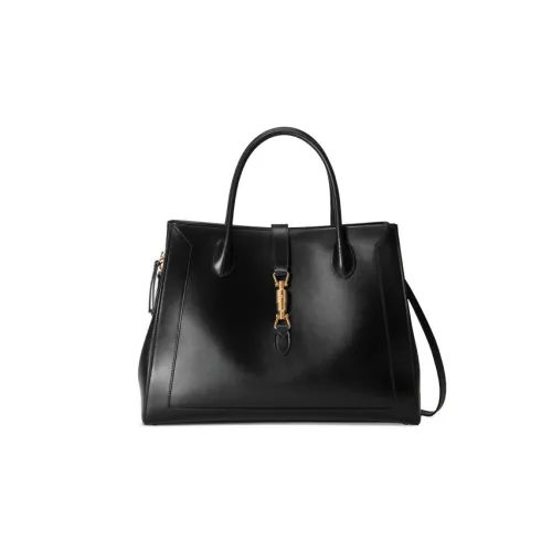 GUCCI Jackie 1961 Leather Tote Handbags Shoulder Bags Large Size Unisex Black