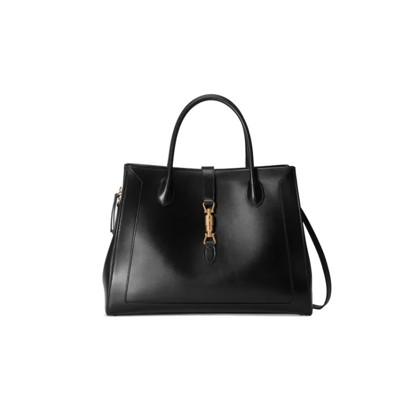 GUCCI Jackie 1961 Leather Tote Handbags Shoulder Bags Large Size Unisex Black-0