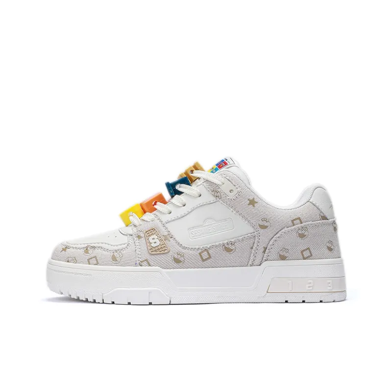 SESAME STREET Skateboard Shoes Unisex Low Top Black & White/Denim Blue/Beige Apricot/Black-22