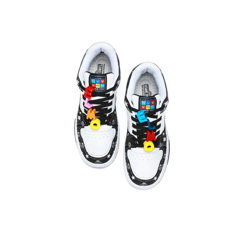 SESAME STREET Skateboard Shoes Unisex Low Top Black & White/Denim Blue/Beige Apricot/Black-10