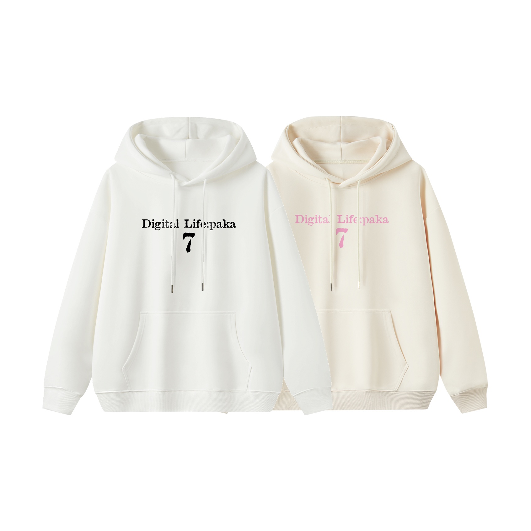 PAKA Fall Sweatshirt Unisex 2 Pack White+Black (Fleece-Lined