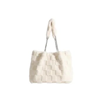 UNITE STAR Plush Tote Bag Shopping Bag Shoulder Bags Women's Milk White/Pink/Brown