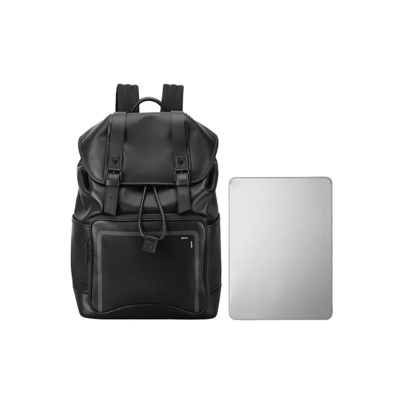 PIERRE CARDIN Waterproof Large Capacity Cow Leather Backpack Tubas Men's Black-3