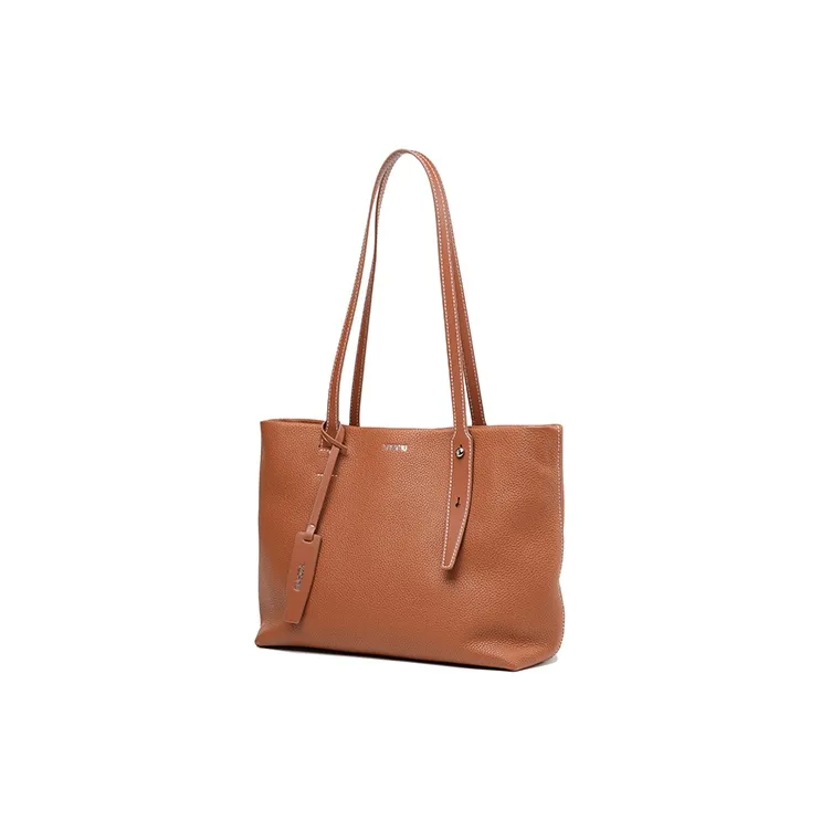 YOCAMU Top Grain Grained Cow Leather Shoulder Bag Large Size Women's Warm Brown Truffle Black Forest Gray Morning White-2