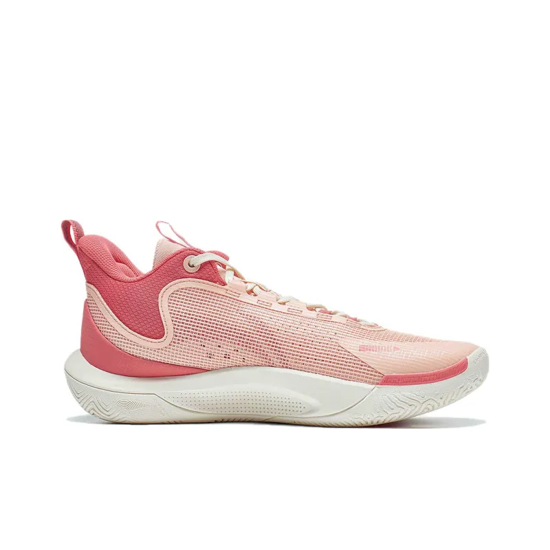 LiNing SONIC Team CNY Cushioning Wear-Resistant Mid-Top Basketball Shoes Men's Peach Orange Red Coral Pink-1