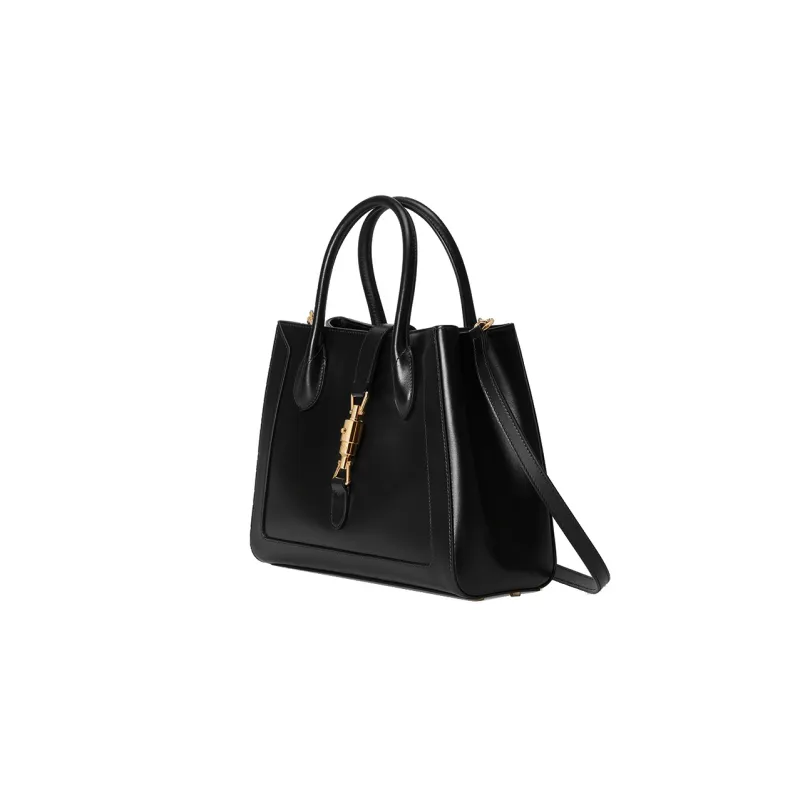 GUCCI Jackie 1961 Leather Tote Handbags Shoulder Bags Medium Size Unisex Black-1