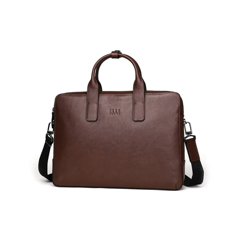 ELLE HOMME Cow Leather Crossbody Bag Regular Unisex Solid Color-8