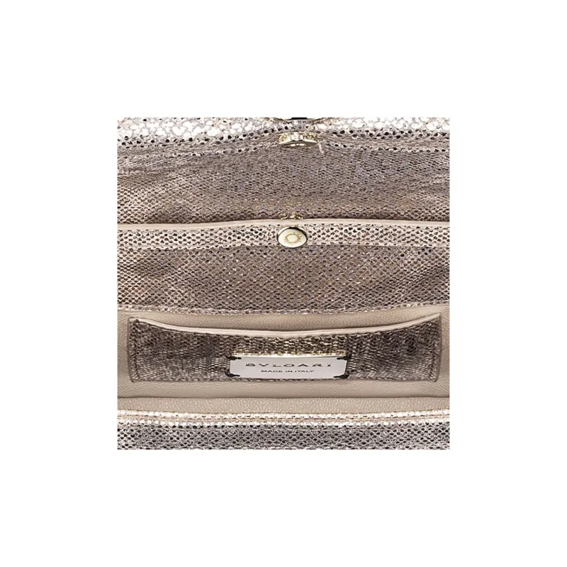 BVLGARI Serpenti Cabochon Snake Skin Crossbody Bag Shoulder Bag Women's Gold-3